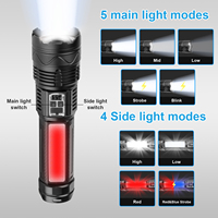 Lampe de camping LED lumineuse et zoomable avec affichage de la batterie, lumière d'avertissement latérale et batterie externe pour les sorties nocturnes