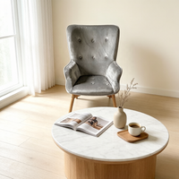 Fauteuil simple en velours capitonné de style nordique avec ottoman pour salon, chambre, hôtel, appartement