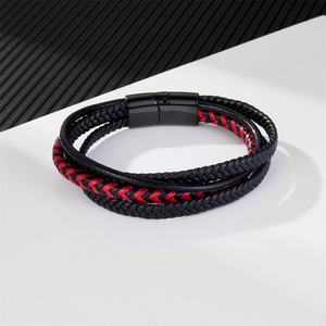 New Design Wholesale Fashion Stainless Steel Engraving Braided <b>Rope</b> Leather <b>Bracelets</b> <b>for</b> <b>Men</b> Women - Product Image 6