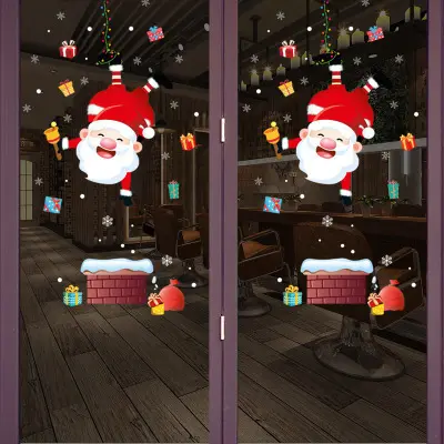 Frohe Weihnachten Wanda uf kleber Santa Xmas Tree Schneeflocke Geschenk box Wandt attoo Home Decor Wallpaper für Wohnzimmer Fenster Aufkleber