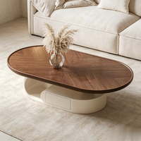 Table basse en bois moderne et minimaliste pour petit salon, design créatif tendance en forme de crème pour le visage