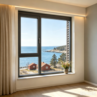 Fenêtre à battant en aluminium de style américain, à ouverture vers l'intérieur, insonorisée, avec pont thermique brisé