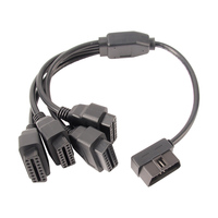Coude universel en forme de L à angle droit 4 en 1 OBD II OBD2 16 broches mâle à 4 femelle Extension de répartiteur Y câble 5Way pour voitures