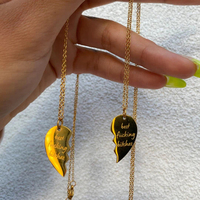 Collier en acier inoxydable plaqué or 18K Best Friend 2 deux pièces Lip Bff Broken Half Split Heart Pendant pour 2 Couples