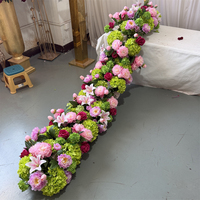 Nouveaux produits IFG, chemin de table en hydrangea rose et vert de 8 pieds de long pour la décoration de mariage