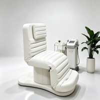 Fauteuil de soin esthétique en cuir PU, réglable en hauteur, inclinable et rotatif, lit de spa facial cosmétique avec tabouret de salon en forme de coquille