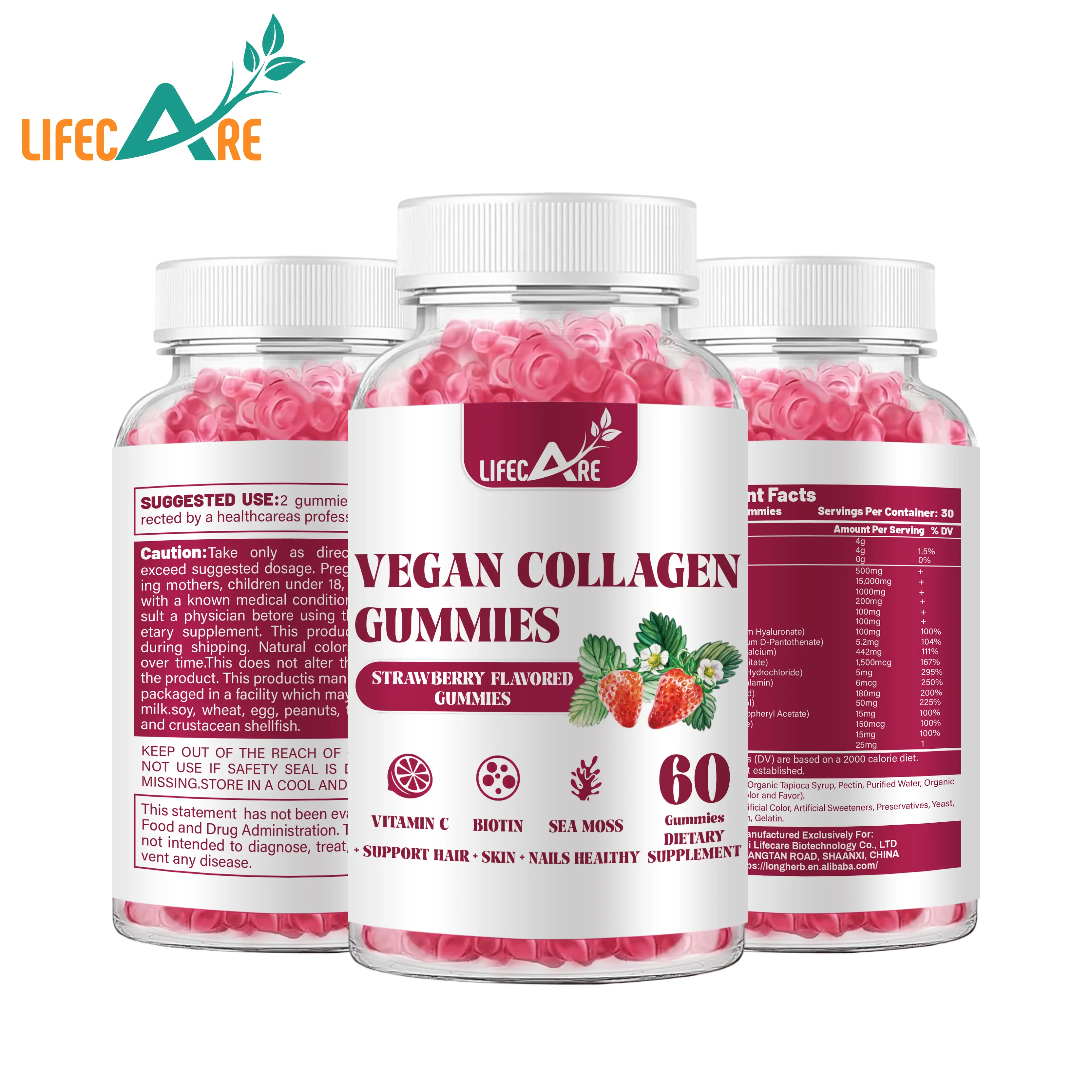 Fornitura Lifecare OEM Gummies collagene per uso alimentare collagene Gummies bellezza pelle