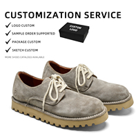 Chaussures Derby en daim lavé à lacets pour homme, style vintage vieilli, semelle épaisse légère, bottes de travail en cuir, marque personnalisée, style Old Money
