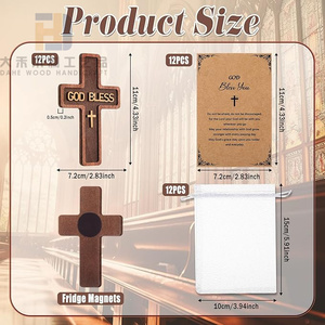 12 paquetes <span class=keywords><strong>de</strong></span> imán cruzado <span class=keywords><strong>de</strong></span> madera para nevera, tarjeta inspiradora, cruces <span class=keywords><strong>de</strong></span> madera, imanes magnéticos para nevera para decoración cristiana del hogar, regalo - Product Image 3