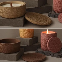 Moule en Silicone rond texturé irrégulier moule de Pot de jardinière en béton avec couvercle pour moules à outils de gâteau de pot de bougie en ciment