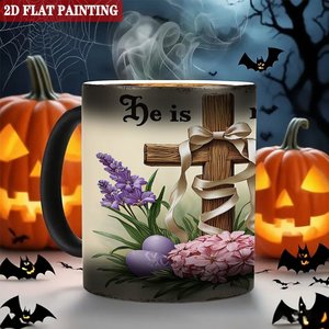 Taza Mágica de Cerámica Negra Esmerilada de 11 oz, Activada por Calor, con Diseño de Cruz en Relieve, Regalo de Pascua - Product Image 6