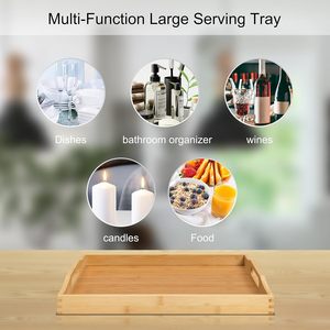 Bamboo Serving <b>Tray</b> 15.75x12.2x1.37 In Multifunctional With Handles For Breakfast <b>Snack</b> Coffee Residential Use - Product Image 4