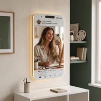 Miroir LED avec capteur IP44 style Instagram moderne, personnalisable avec nom d'utilisateur, lumière selfie, pour Villa, Studio de Créateur, Dropshipping mondial
