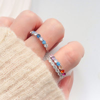 Bague de mariage de luxe en argent pur S925 avec diamant coloré, faite à la main - Design unique à bouche fermée pour un accessoire polyvalent et tendance
