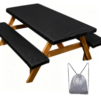 Housse de table de pique-nique extensible imperméable en tissu Oxford K-Shield, pour banc, camping en plein air, patio, meubles rectangulaires ajustés