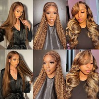 Perruques Lace Front Wigs à reflets noirs et verts, perruques à Body Wave à couleur personnalisée 13x4 13x6 360 cheveux humains fins invisibles HD