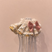 Collier en coton floral vintage français avec bordure en dentelle élégante, style princesse, pour petits chats et chiens
