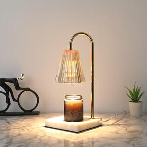 LED Night Light Desk <strong>Lamp</strong> <strong>Clear</strong> Glass Lampshade Candle Warmer Desk <strong>Lamp</strong> Wax Warmer Wood <strong>Base</strong> Marble Candle Warmer <strong>Table</strong> <strong>Lamp</strong> - Product Image 2