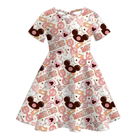 Nouvelle Collection : Robe d'été décontractée pour filles, col rond, en soie de lait, manches courtes, à volants, motif imprimé, respirante, style vintage