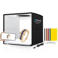 Boîte à lumière LED portable pliable PULUZ PKT3101B 25 cm + panneau lumineux sans ombre + 12 fonds de scène