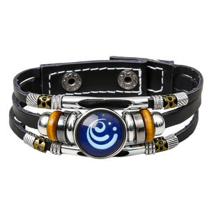 Pulsera <span class=keywords><strong>Genshin</strong></span> <span class=keywords><strong>Impact</strong></span> de siete elementos para hombre/mujer, pulsera de piel de vaca con <span class=keywords><strong>cuentas</strong></span> multicapa, brazalete de moda con ojo de piedras preciosas luminosas - Product Image 3