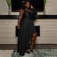 Produits phares de l'été : Vêtements grande taille pour femmes, couleur unie, asymétrique à une épaule, sexy, coupe ample et irrégulière.