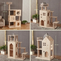 Grande maison pour chat Villa à deux étages pour chat de luxe Colonne à saisir Plate-forme de saut Gratte-chat en bois massif Arbre Un