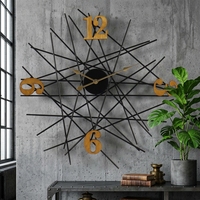 Jam Dinding Metalik Gaya Nordik Aksen Rumah 73.66*4.45*73.03CM Angka Kayu Jam Dinding Modern untuk Ruang Tamu