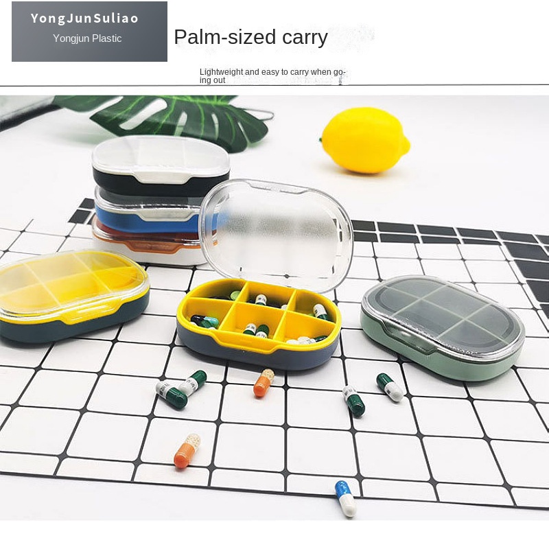 Transparent Plastic Medicine Box Portable Small Household Sealed Six-Case Medicine Jewelry and Gift Box