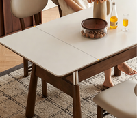 Table à manger moderne en pierre frittée, style mi-siècle, avec pieds en bois et acier inoxydable, avec rangement, meubles de salle à manger rectangulaires de style Bauhaus