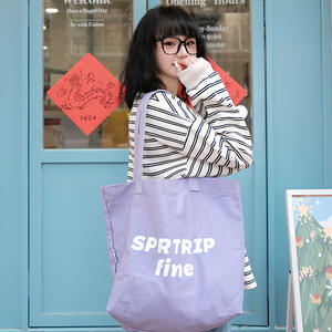 Custom Logo Letter Pattern Medium Women's <b>Weekend</b> Canvas Shopping Tote <b>Bag</b> with Zipper Closure <b>Black</b> - Product Image 5