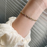 Bracelet en acier inoxydable 316L plaqué or PVD, tressé en chevrons, étanche, résistant au ternissement, chaîne tissée pour femmes