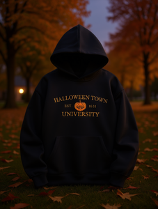 Sudadera con Capucha para Mujer, Diseño de Halloween Town University, Estampado Gráfico, Informal, para Otoño e Invierno, Cálida, de Algodón y Spandex, con Logotipo Frontal - Product Image 2