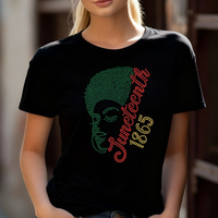Transfert de strass en verre thermocollant personnalisé Juneteenth, logo Juneteenth 1865 personnalisé en strass thermocollant pour chemise