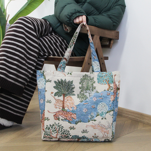 MOQ 1pc Custom Reusable Jacquard Shopping <strong>Bags</strong> Large-sized Tapestry <strong>Tote</strong> <strong>Bag</strong> Customizes Designs Inner Pocket Tapestry <strong>Bag</strong> - Product Image 2