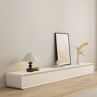 Ensemble Meuble TV et Table Basse en Bois Massif Crème, Design Minimaliste Moderne 2026 pour Salon ou Chambre à Coucher