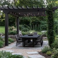 Pergola extérieure intelligente à toit bioclimatique à lames orientables, structure en aluminium pour salon de jardin et espace de vie extérieur, sur mesure