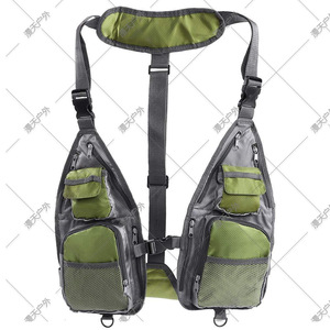 Gilet de pêche en tissu Oxford, 12 poches, respirant, équipement de pêche en plein air, taille unique, vert, noir, gris - Product Image 1