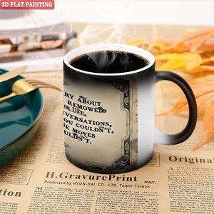 Travel Journey Portable Beverage Mug Frosted Black 11oz <b>Ceramic</b> Heat Color Changing Magic <b>Cup</b> - Product Image 5