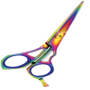 Ensemble de ciseaux de coiffure professionnels pour droitiers, lames en acier inoxydable revêtues de couleurs arc-en-ciel multi-plasma ASAP, manches en plastique - Product Image 2