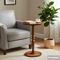 Petite table d'appoint ronde en bois avec pieds robustes - Table de chevet/de bout minimaliste pour salon, chambre, canapé et fauteuil