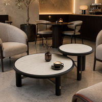 Ensemble de tables basses rondes modernes et simples pour salon de villa, meubles de table basse en bois avec plateau en ardoise pour hall d'hôtel