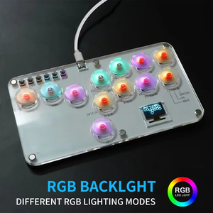 Manette Hitbox sans levier, Fight Sticks personnalisés, <span class=keywords><strong>clavier</strong></span> de combat arcade à 12 touches <span class=keywords><strong>pour</strong></span> <span class=keywords><strong>PS4</strong></span>/PS3/Switch/PC, <span class=keywords><strong>clavier</strong></span> RGB - Product Image 5