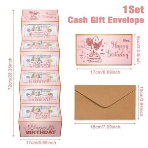 Carte à monnaie pliable noire et or avec enveloppe incluse - Cadeau surprise pour anniversaire, fête des pères et fête des mères - Product Image 2