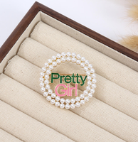 Broche de sororité pour jeunes femmes, motif vert et rose, ornée de perles et de strass, lettres grecques, badge de corsage, vente en gros à bas prix
