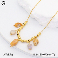 Collier en acier inoxydable plaqué or avec maillons en bambou, breloques en pierres colorées, bijoux pour femmes, à porter au quotidien, cadeau tendance
