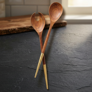 Ensemble de cuillères et fourchettes à salade en bois de qualité supérieure, élégant, en bois naturel, pour la cuisine, le restaurant, la restauration, les mariages et la maison - Product Image 3
