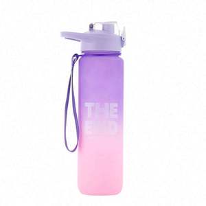 Nuevo Diseño, Botella Deportiva Motivacional de 1000 ml/1 L, Ecológica, Portátil, para Beber Directamente al Aire Libre, con Tapa de Plástico, Degradado - Product Image 5