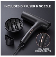 Sèche-cheveux électrique en céramique à technologie ionique, pliable en forme de T, moteur BLDC haute vitesse 110 000 tr/min, lumières LED