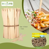 Fourchette à frites jetable en bois de 120 mm (4,72 po), longue fourchette à fruits en bois biodégradable, ustensile de service en bois pour collations et repas de fête